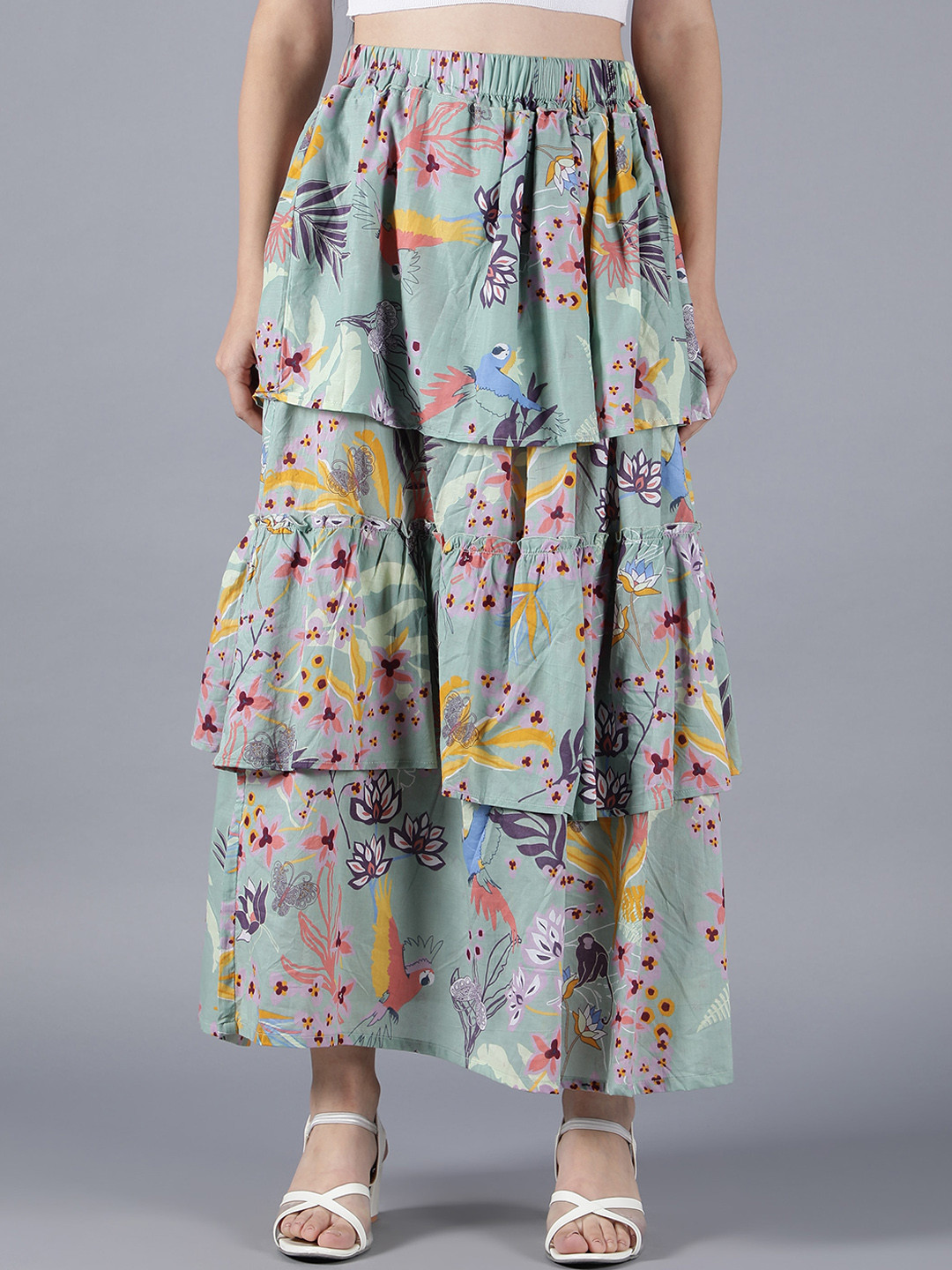 Buy Cot'N Soft Women Multicolored Floral Printed Maxi Tiered Skirt