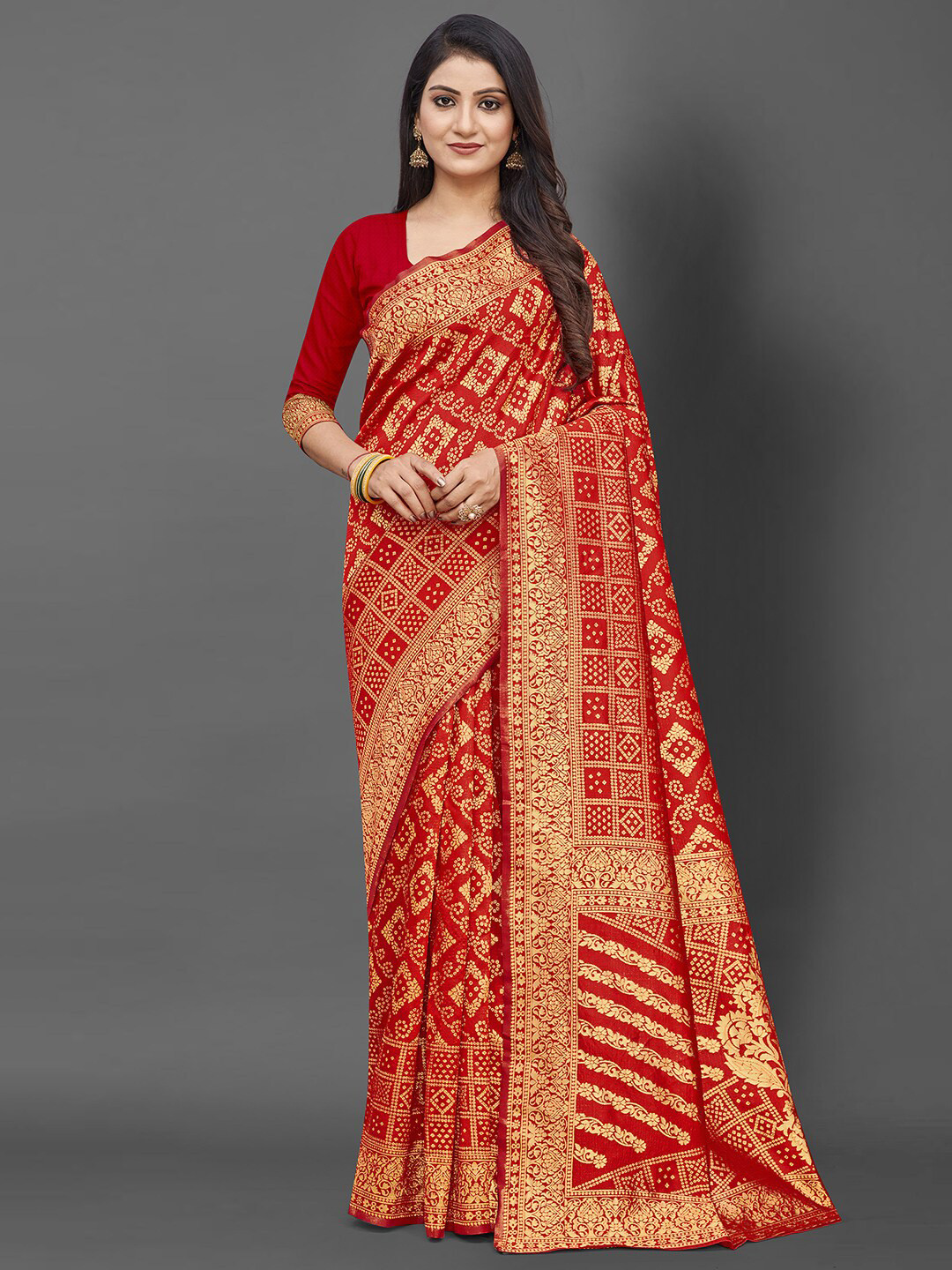 Blue & Gold Toned Ethnic Motifs Zari Silk Blend Banarasi Saree
