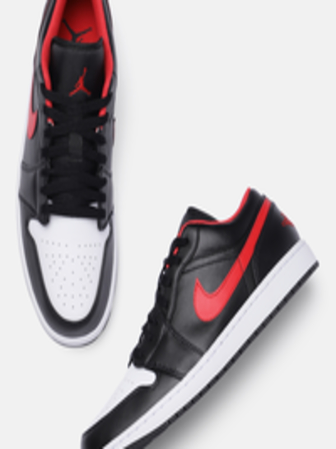 Buy Nike Men Black & White AIR JORDAN 1 Leather Basketball Shoes ...