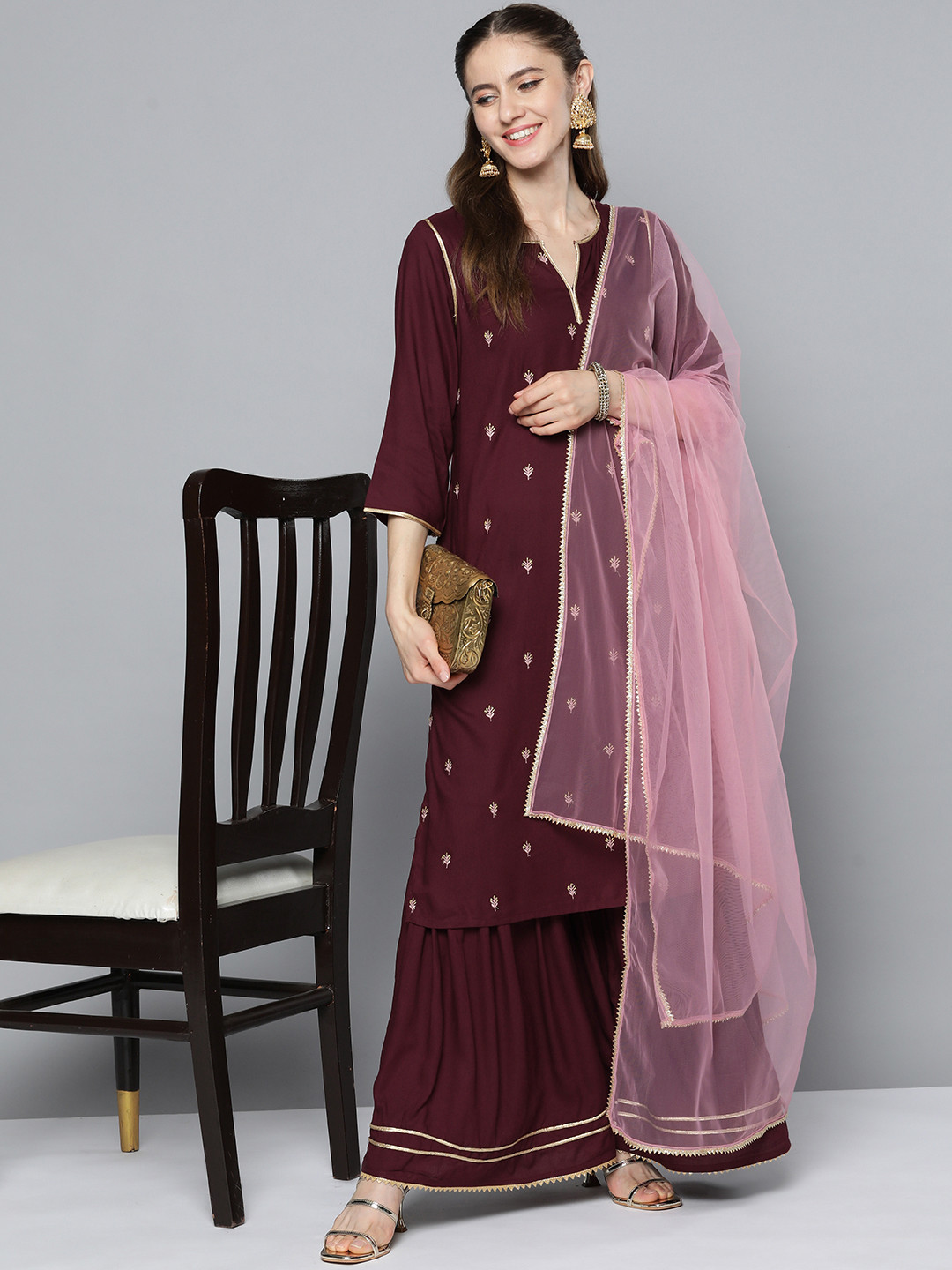 girls-grey-floral-printed-empire-gotta-patti-kurta-with-sharara-with-dupatta
