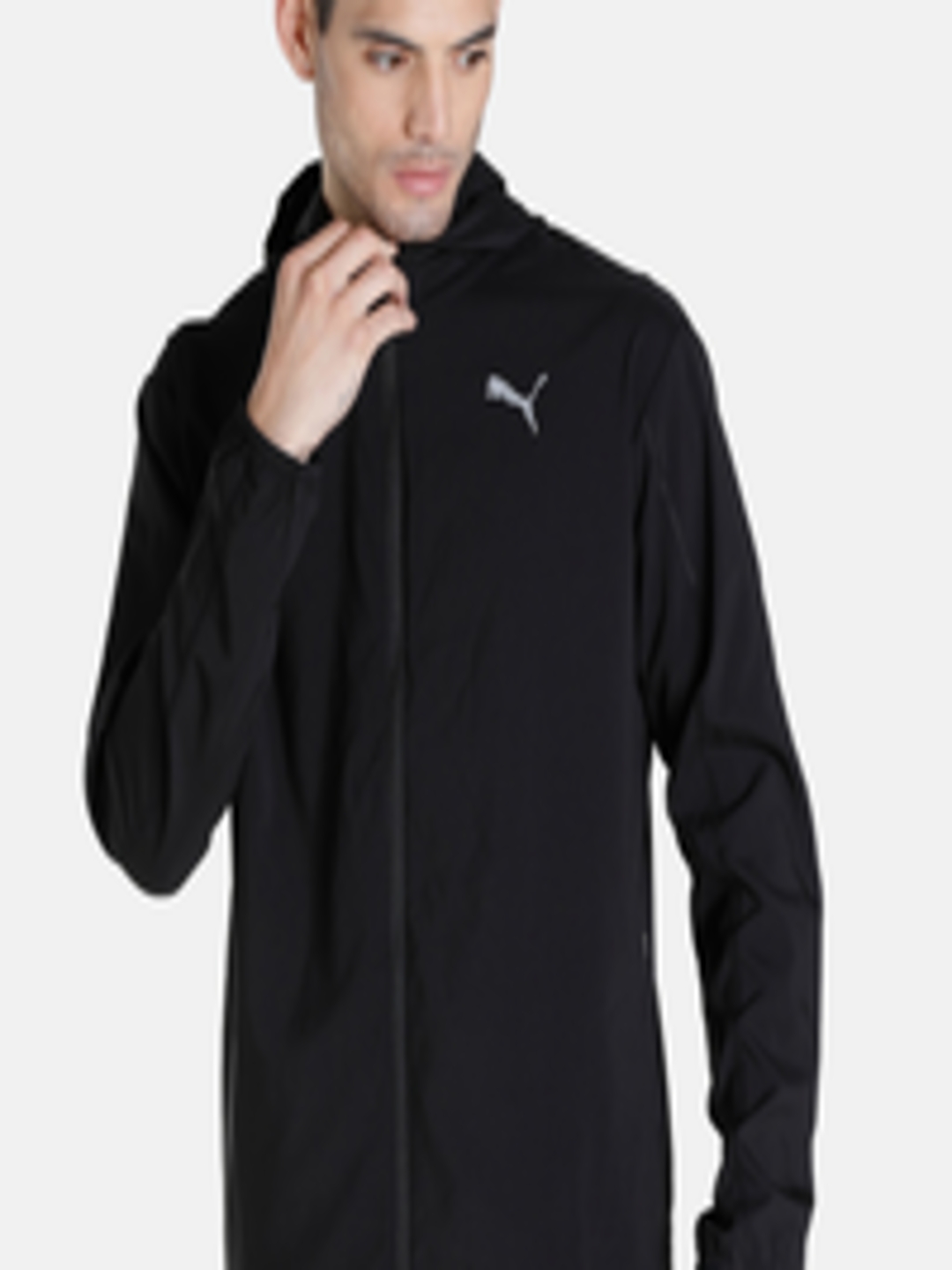 Buy Puma Men Black Run Plcd Hooded Sporty Jacket - Jackets for Men ...