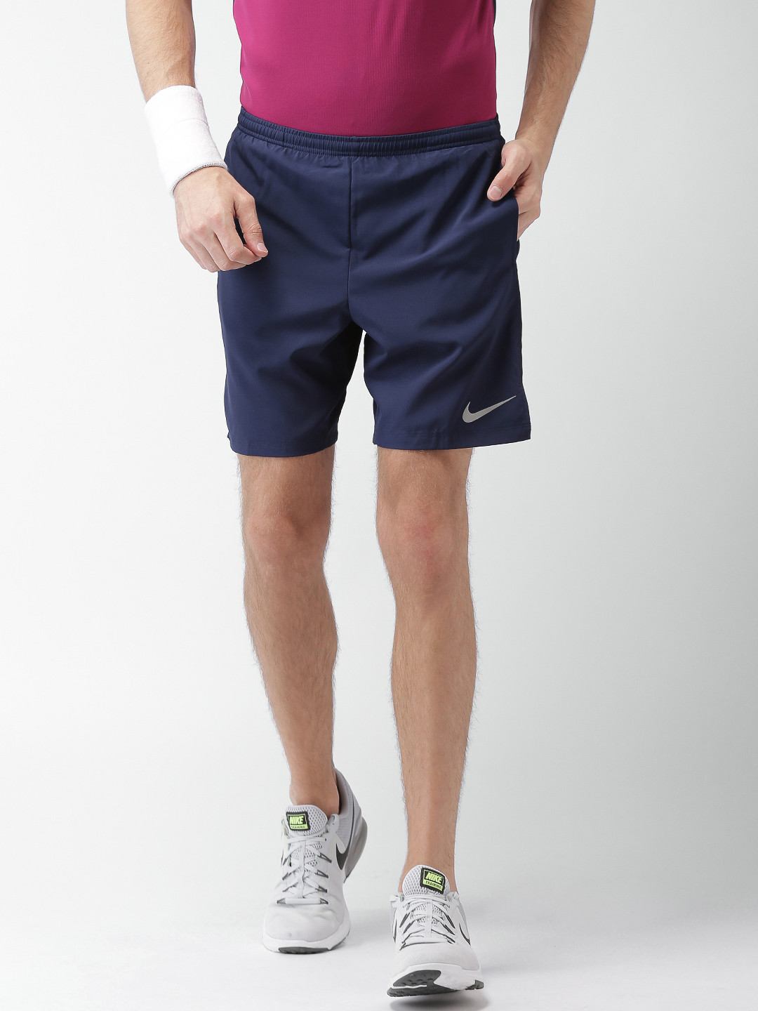 Buy Nike Men Navy Blue Solid Regular Fit Sports AS M NK FLX CHLLGR 2IN1 SHORT Shorts Shorts