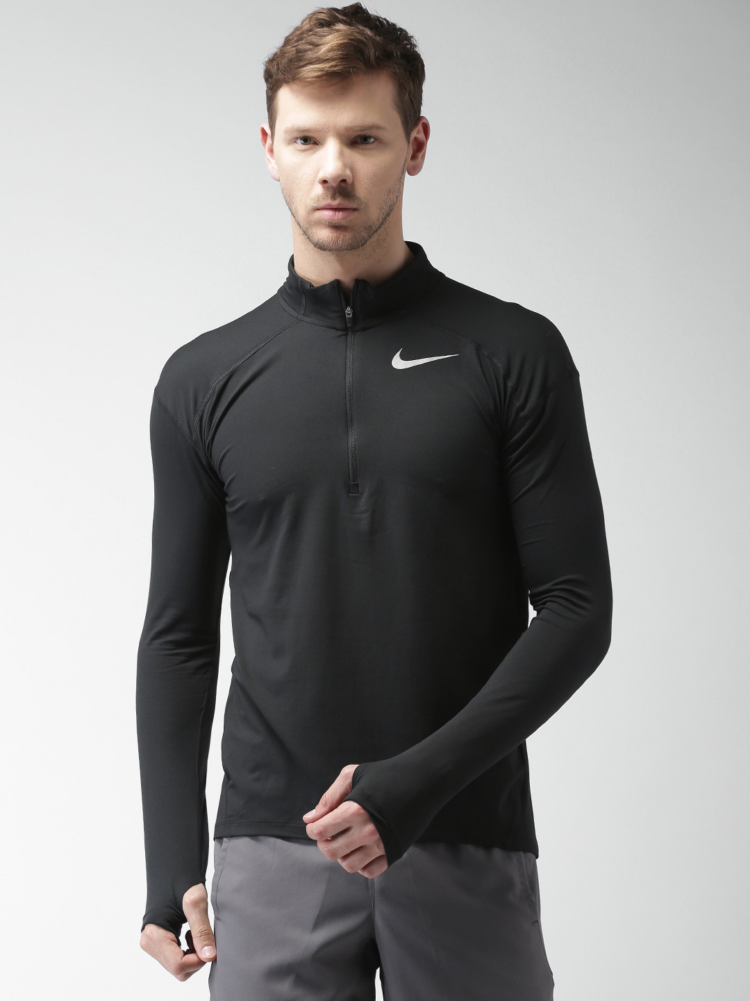 Buy Nike Men Black Solid High Neck AS M NK DRY T Shirt Tshirts for