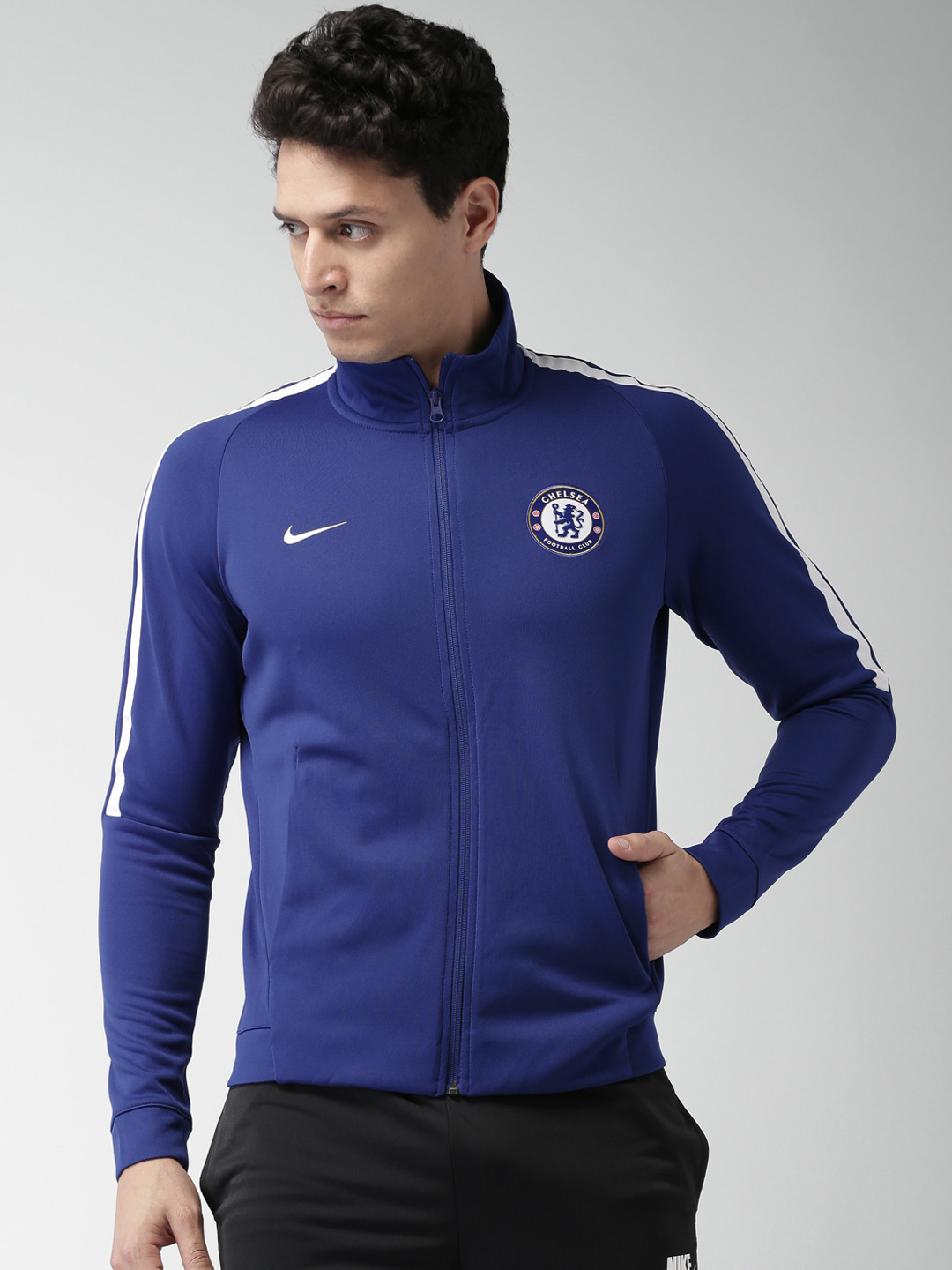 Buy Nike Men Blue Chelsea Football Club Franchise Soccer Jacket