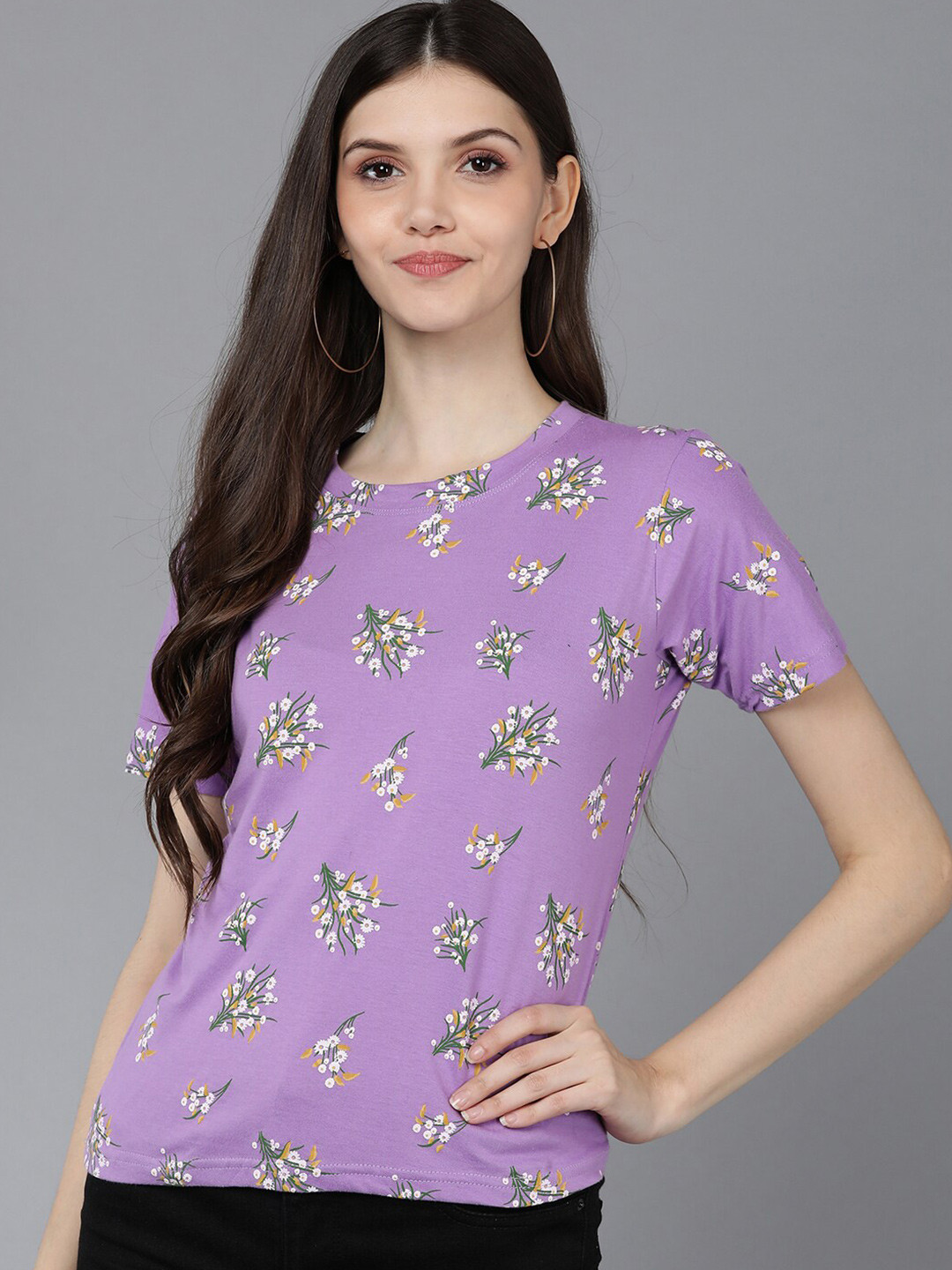 Gathering Purple T-shirt for Women