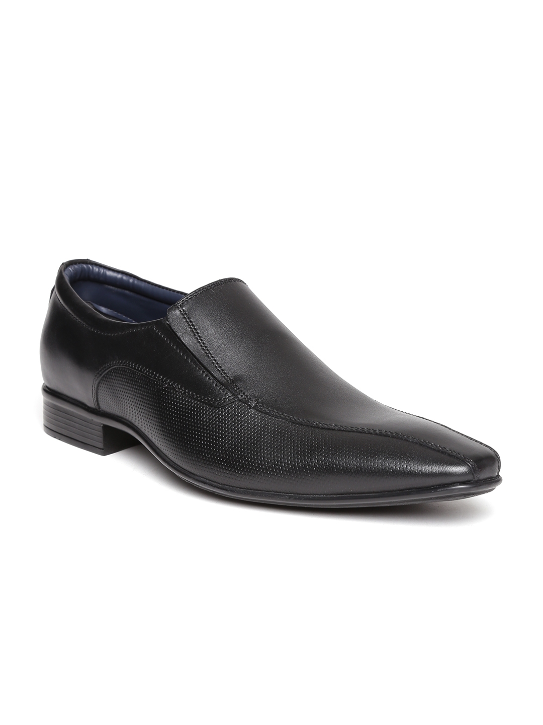 Buy Bata Men Black Leather Textured Semiformal Slip Ons Formal Shoes For Men 1995302 Myntra 6005