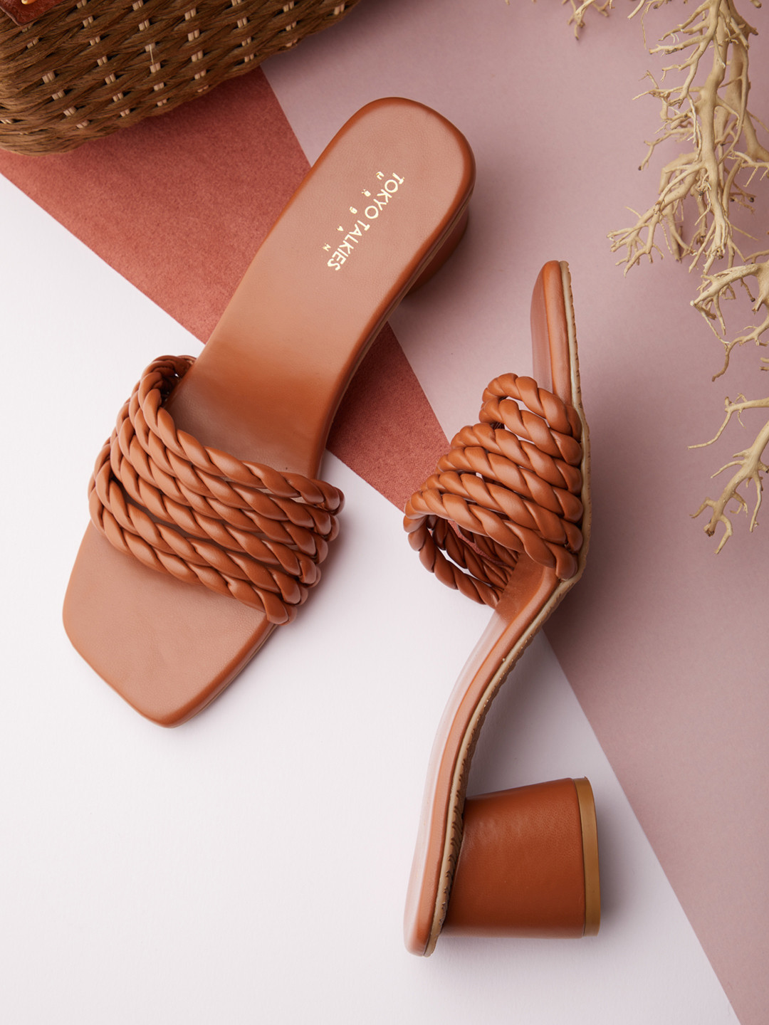 Buy Tokyo Talkies Tan PU Block Sandals Heels for Women 19964354 Myntra