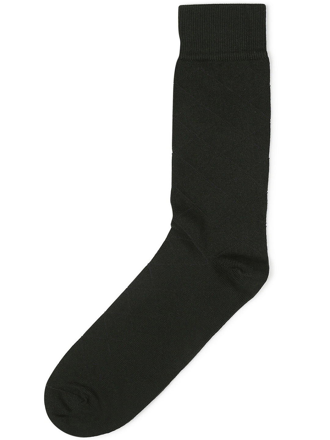 Buy Marks & Spencer Men Black Patterned Calf Length Formal Cotton Socks