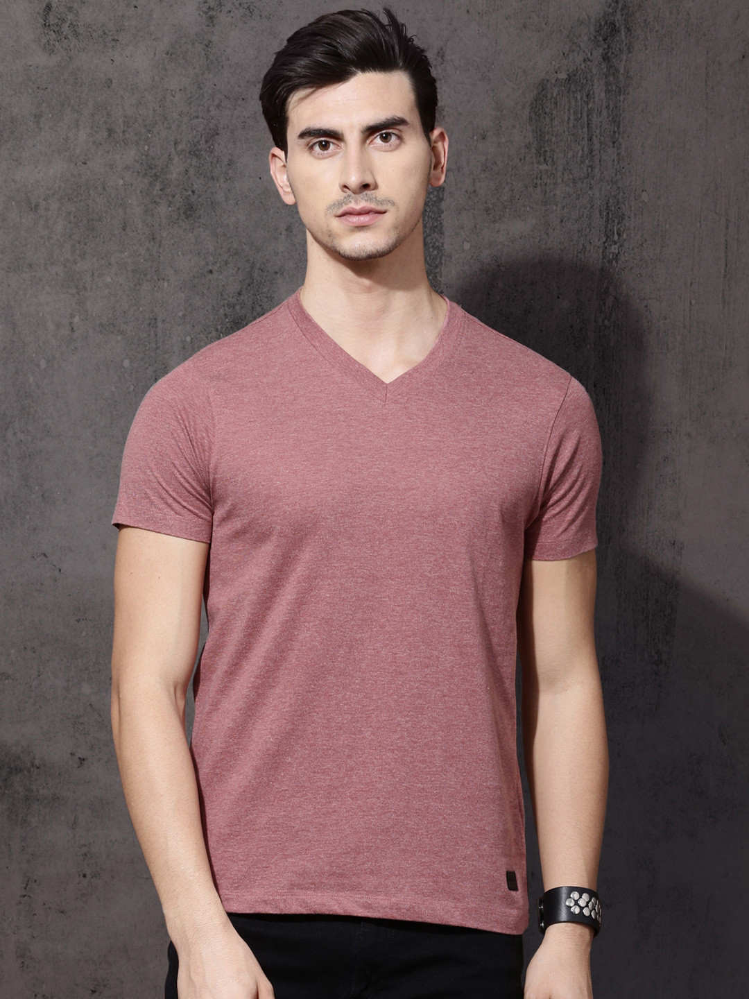 Buy Roadster Men Pink V Neck T Shirt Tshirts for Men 1996726 Myntra