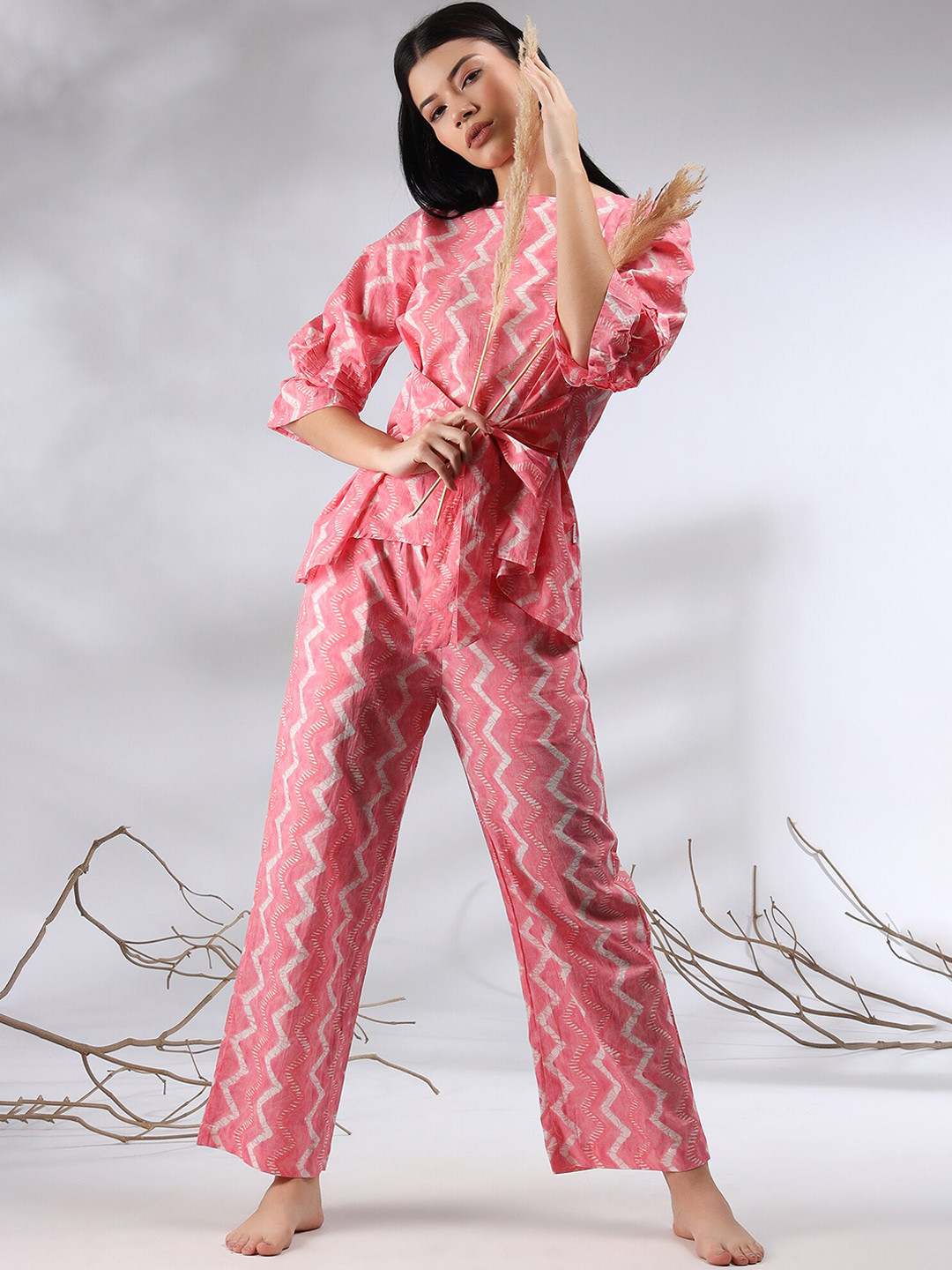 Women Pink Printed Co-Ords-AE-15838-Pink main image 0
