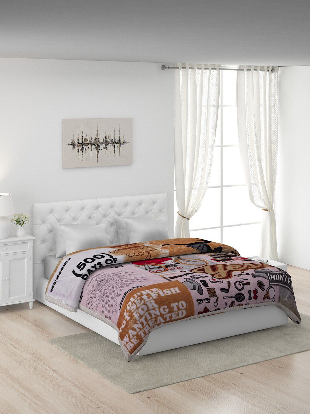 Buy Monte Carlo Brown & Pink Heavy Winter Double Bed Blanket Blankets
