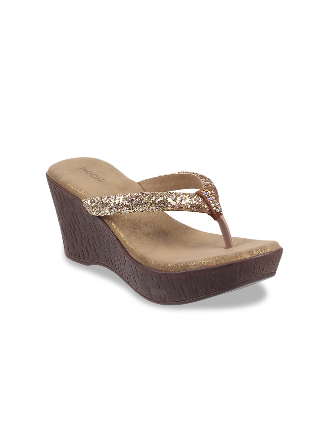 Buy Mochi Gold Toned Embellished Party Wedge Heels Heels for Women
