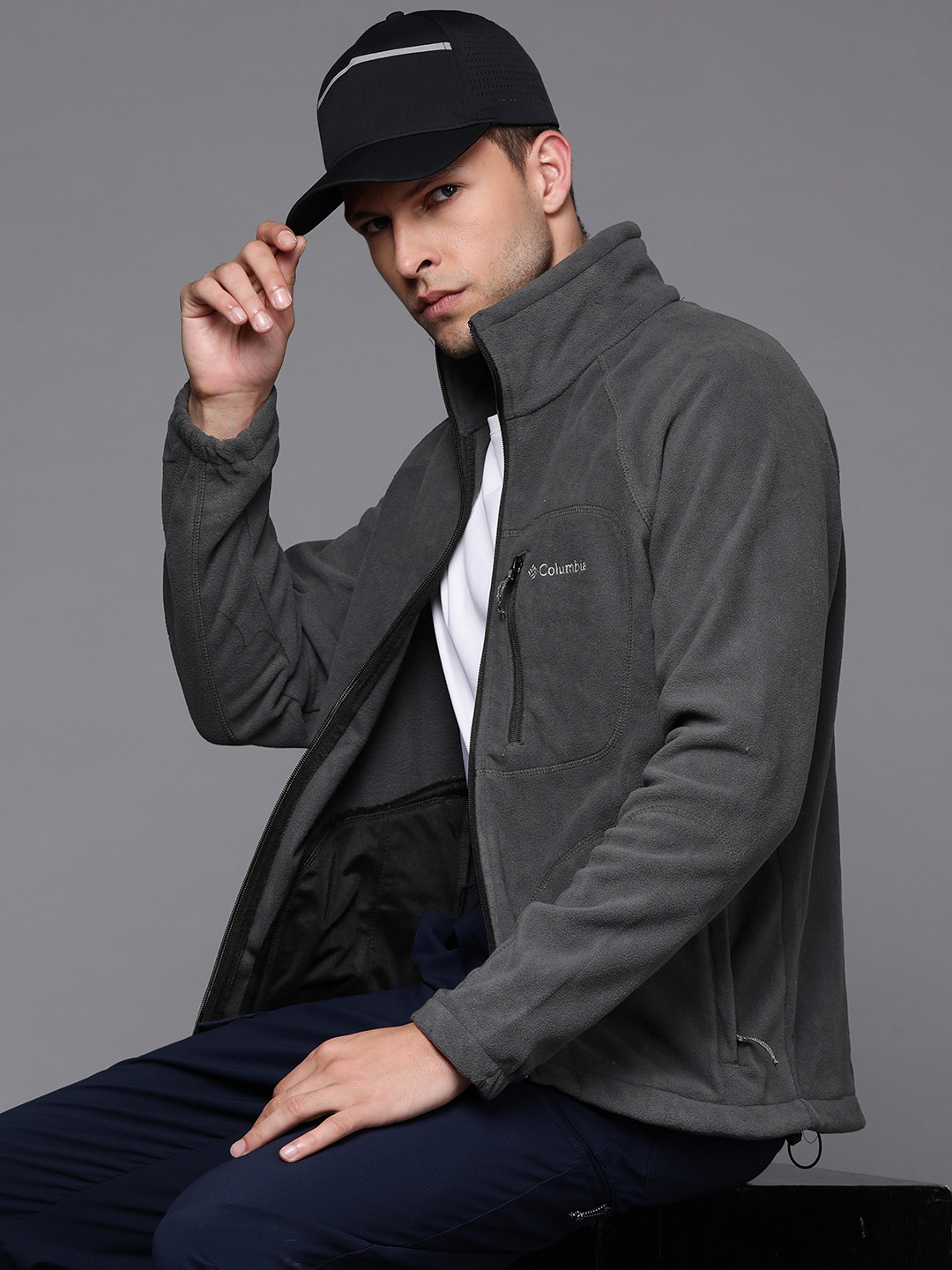 Columbia Jacket Mens Large Black Gray Outdoor Lightweight Zip Rain