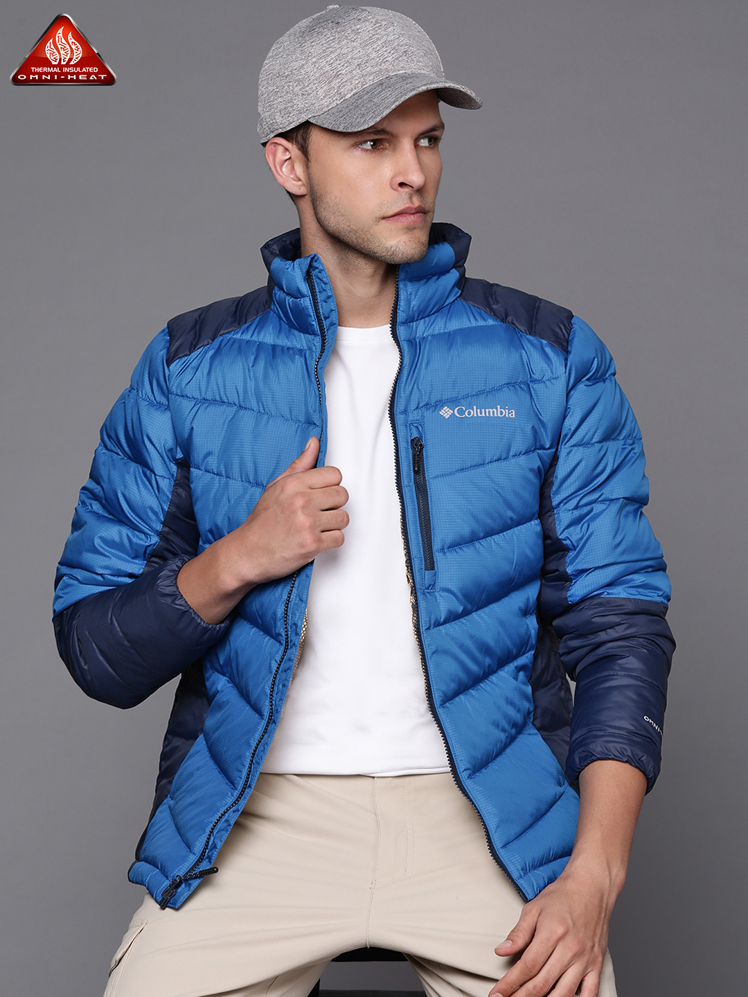 Buy Columbia Men Blue Navy Blue Colourblocked Outdoor Puffer Jacket