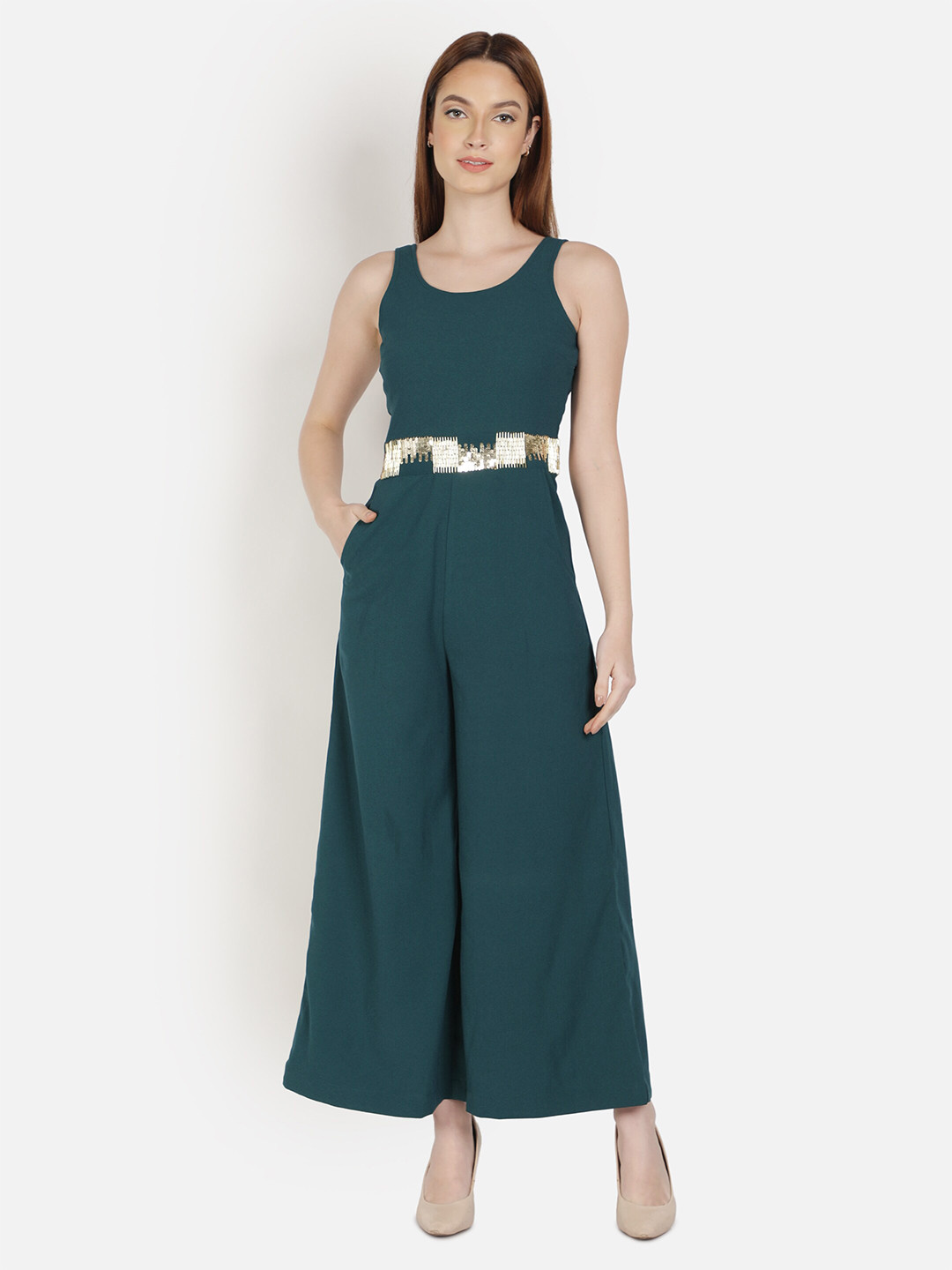 Buy Sipsew Women Teal Embellished Basic Jumpsuit Jumpsuit for Women