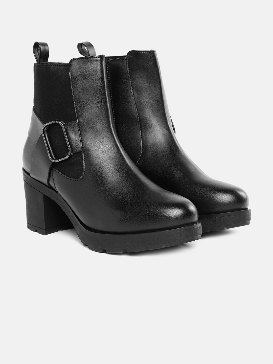 Buy Roadster Women Black Solid Mid Top Block Heel Regular Boots Boots