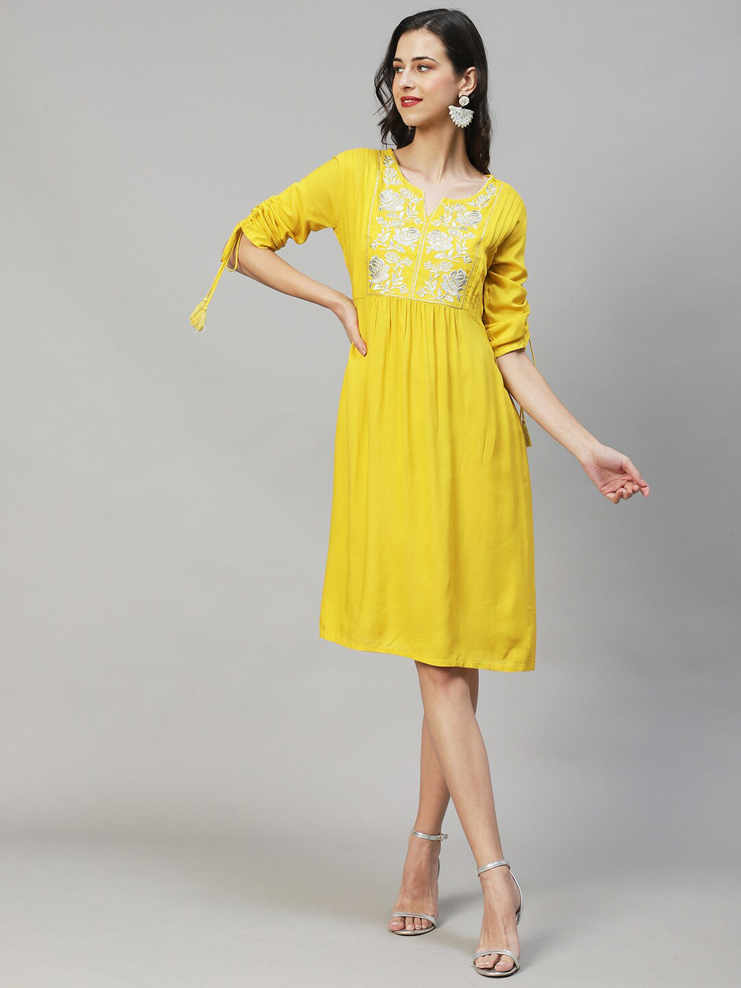 Buy FASHOR Women Yellow A Line Dress - Dresses for Women 19990830 | Myntra