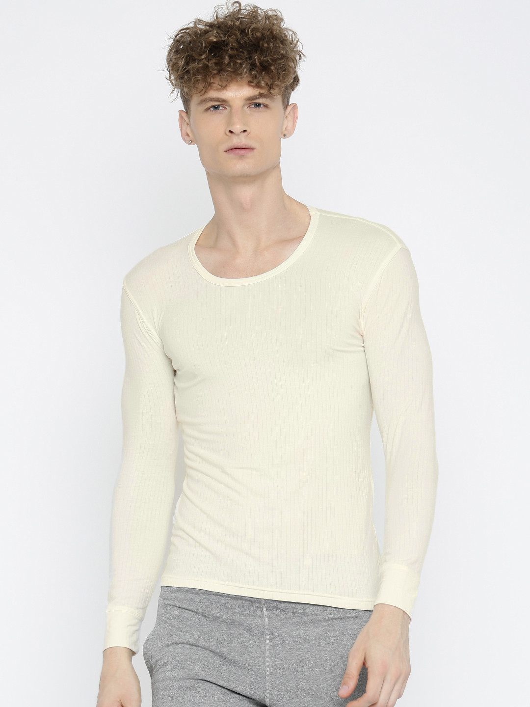 Buy Jockey Men Cream Coloured Thermal T Shirt Thermal Tops for Men