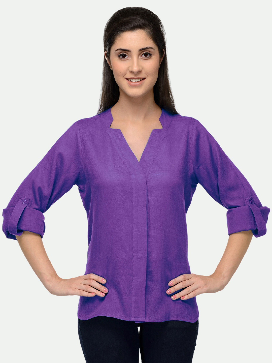 Buy PATRORNA Plus Size Women Purple Comfort Casual Shirt Shirts for — free download
