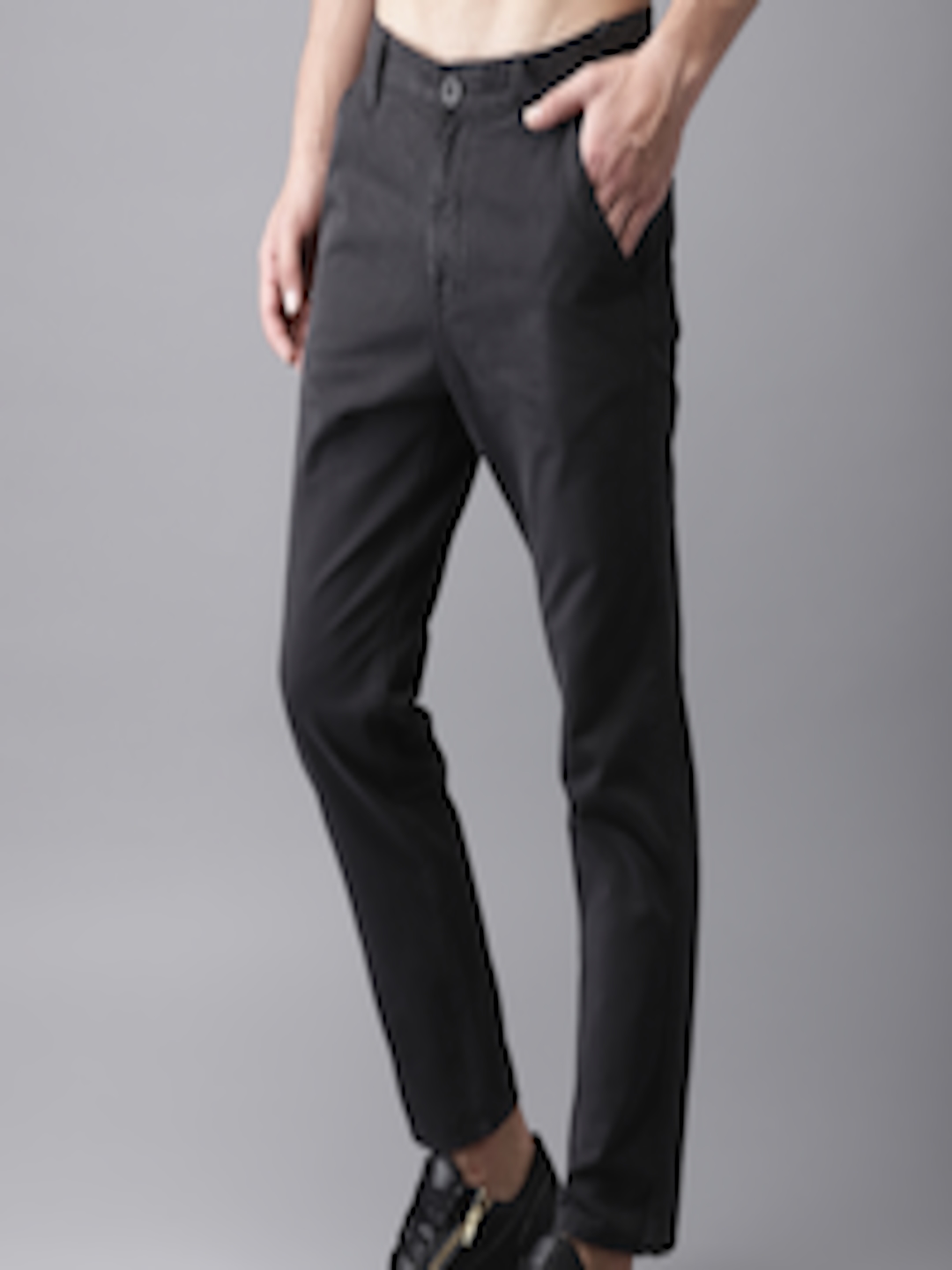 Buy HERE&NOW Men Black Slim Fit Solid Chinos - Trousers for Men 1999912 ...
