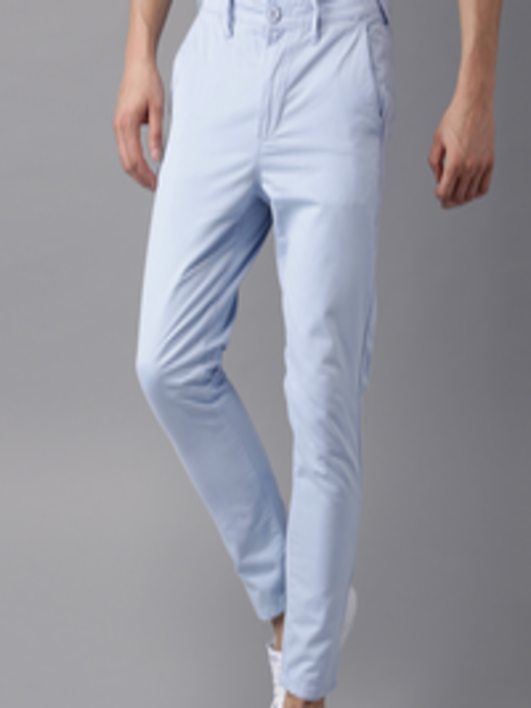 Buy HERE&NOW Men Blue Slim Fit Solid Regular Trousers - Trousers for ...