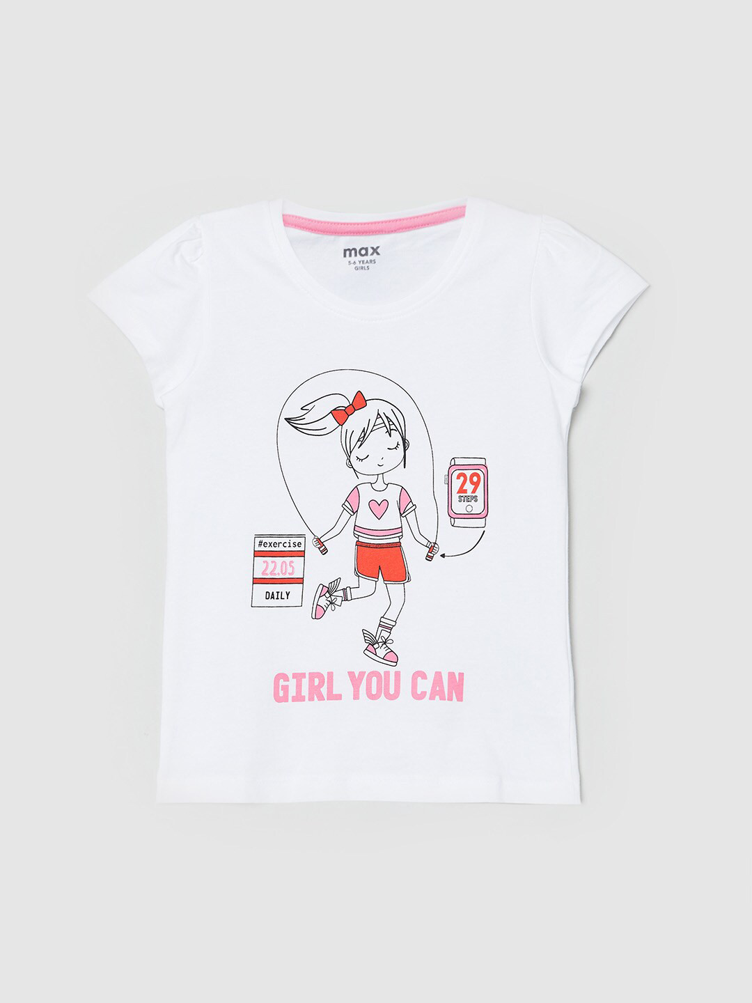 Buy Max Girls White Printed Applique T Shirt Tshirts for Girls