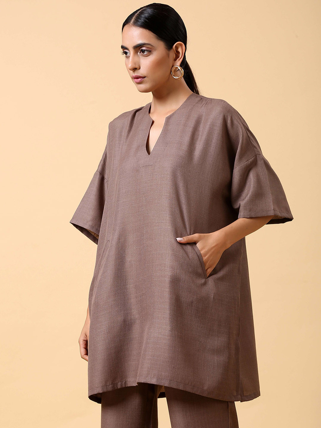 Brown a line modal kurta main image 0