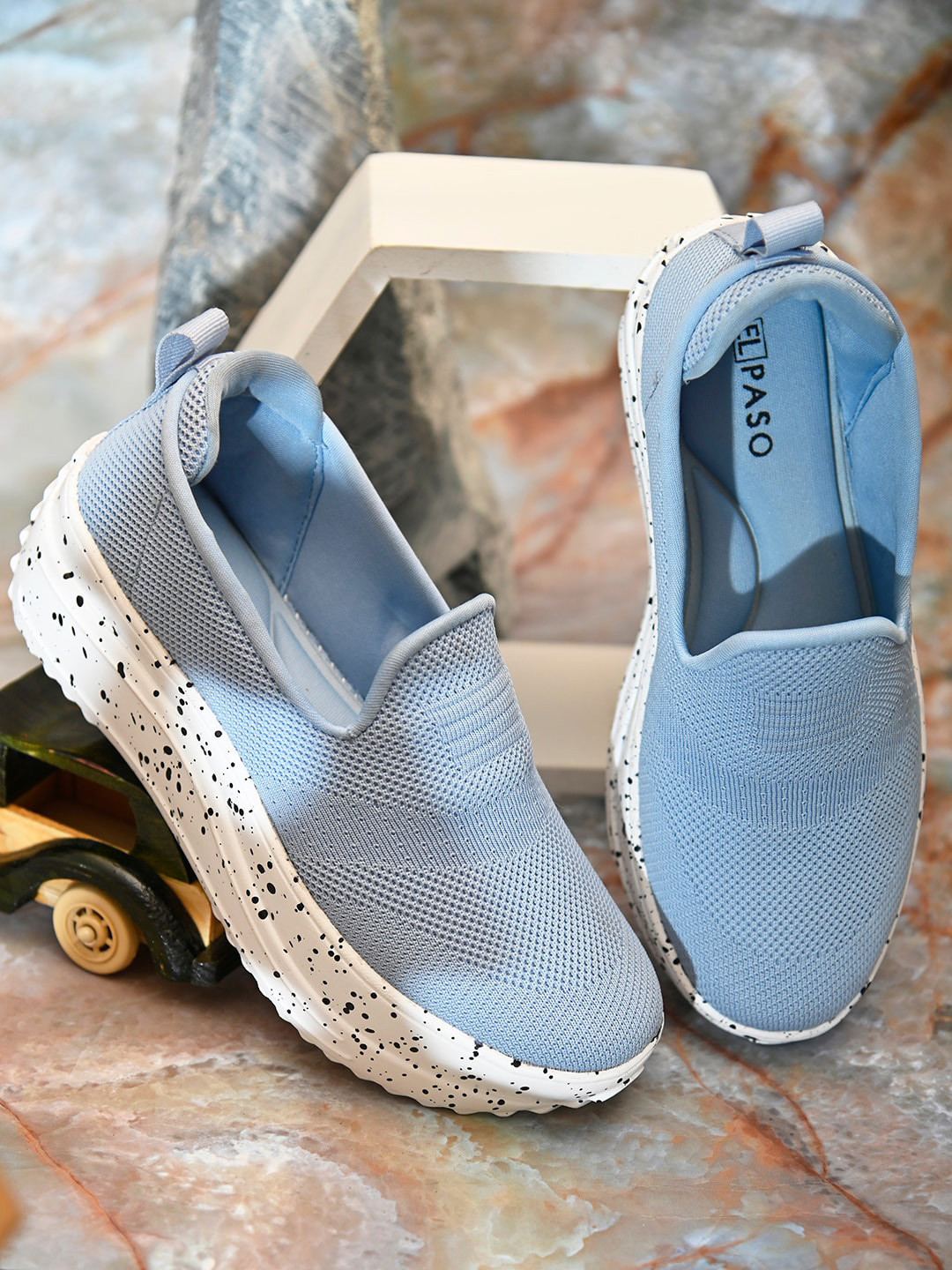 Pastel Marble Women's Slip On Sneakers