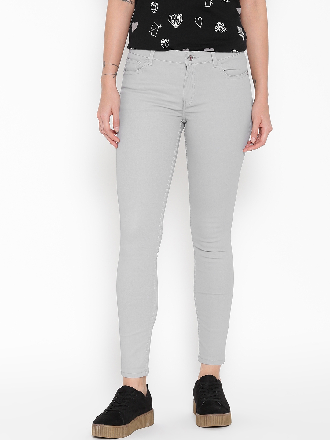 Buy MANGO Women Grey Solid Trousers - Trousers for Women 2001420 | Myntra