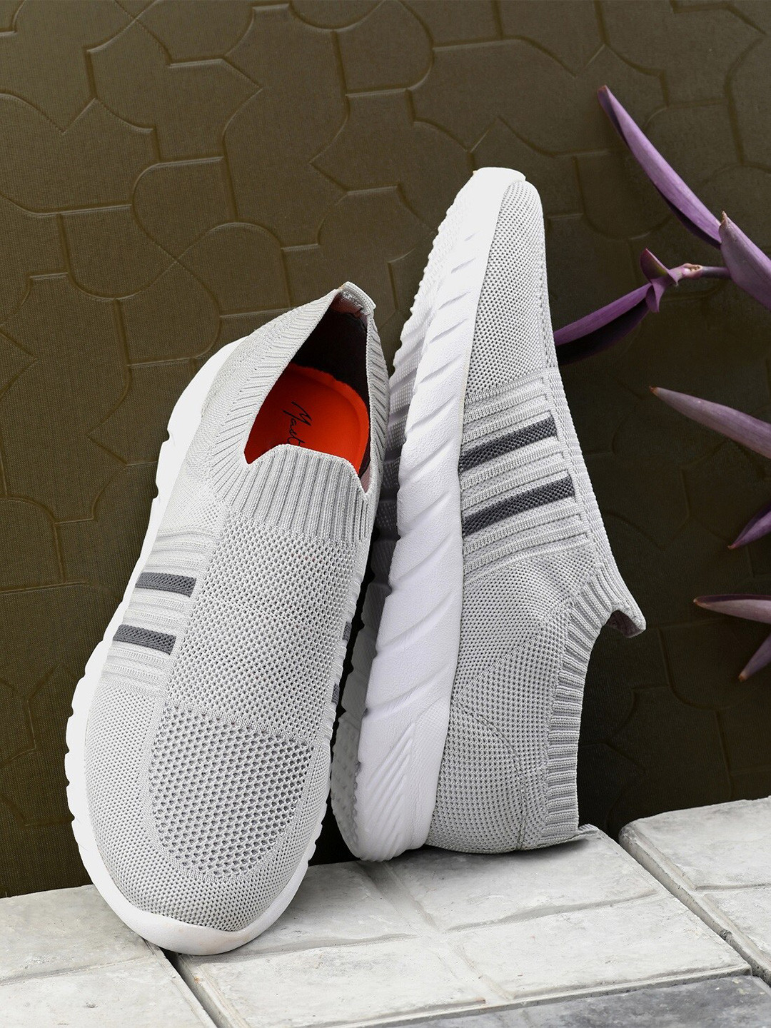 Grey Marble Men's Slip On Sneakers