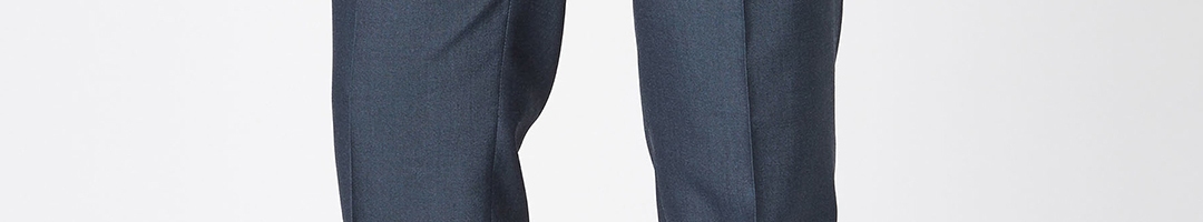 Buy Next Men Blue Slim Fit Solid Formal Trousers - Trousers for Men ...