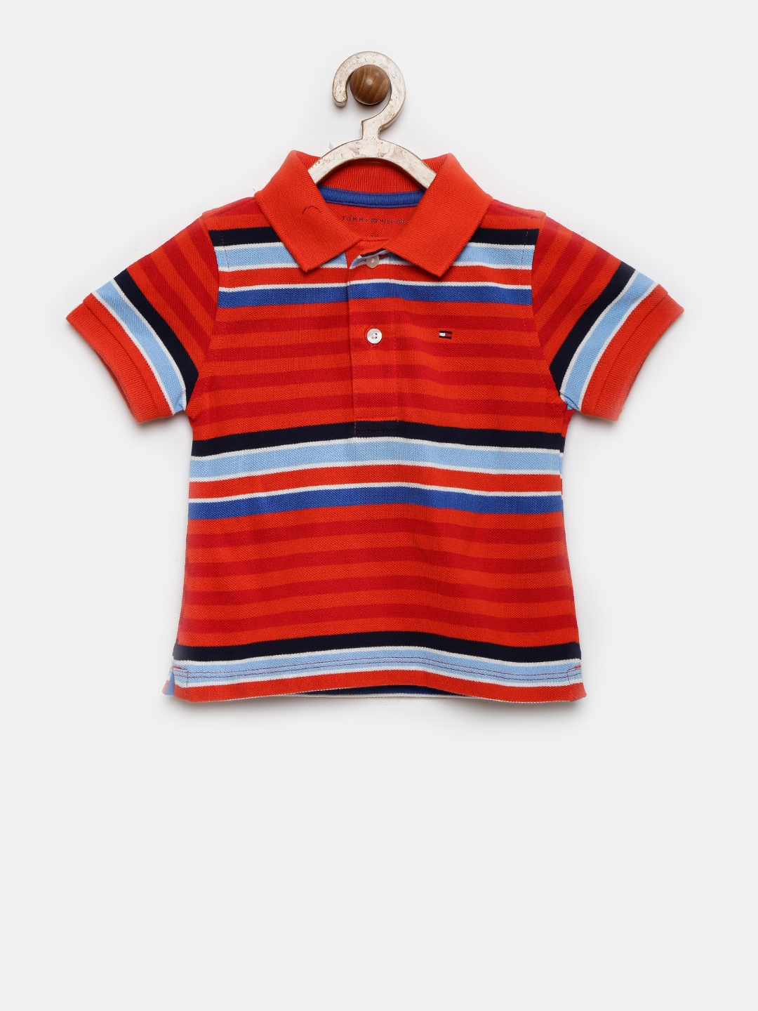 Buy Tommy Hilfiger Boys Multicoloured Striped Polo Collar T Shirt ...