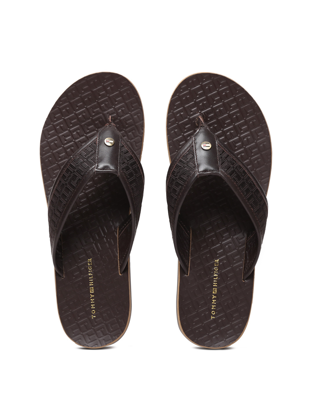 Buy Tommy Hilfiger Men Coffee Brown Patterned Flip Flops - Flip Flops for Men 2003116 | Myntra