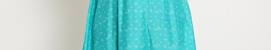 Buy U&F Women's Plus Size Turquoise Blue Ethnic Motifs Crepe Maxi Dress ...