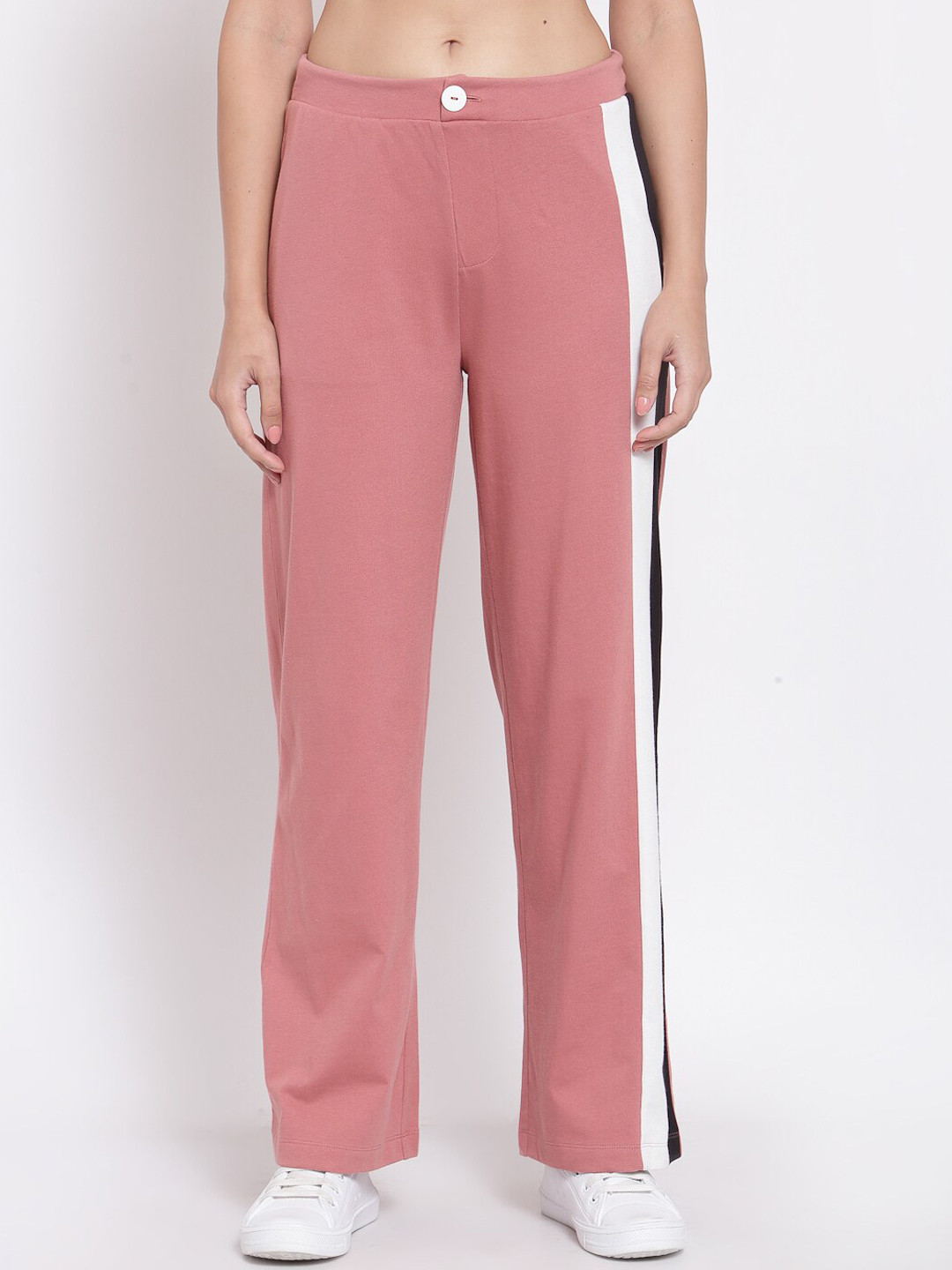 Buy YOONOY Women Colourblocked Straight Fit Organic Cotton Track Pant