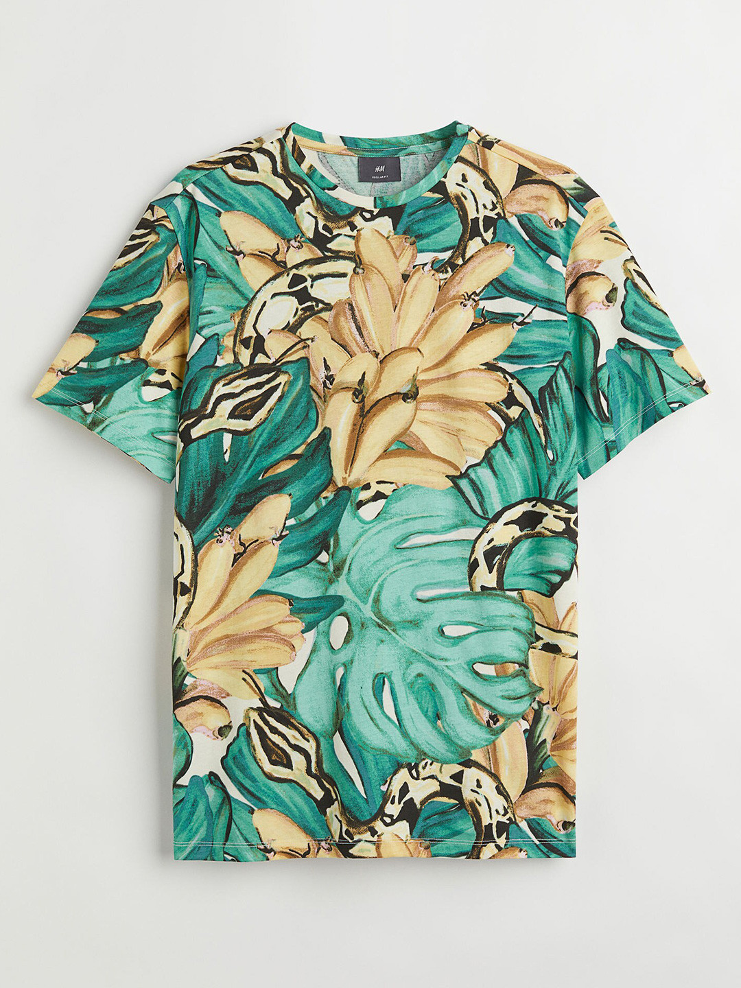 Buy H&M Men Green Floral Printed Tropical Cotton T Shirt Tshirts for