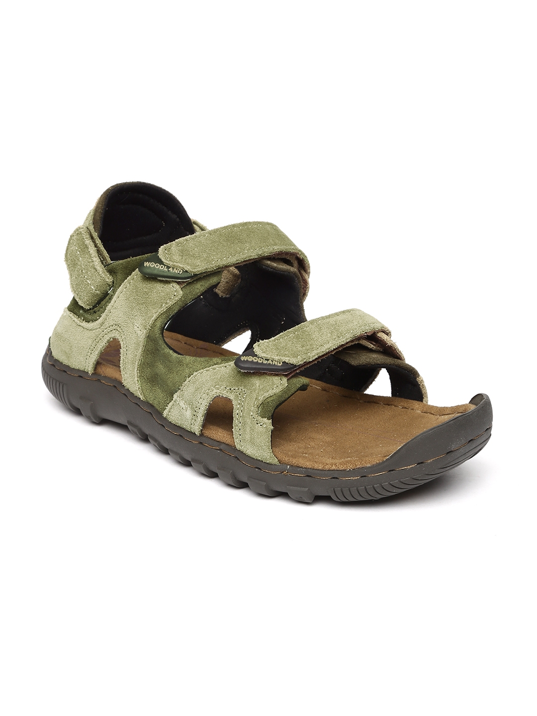woodland men olive green leather sandals