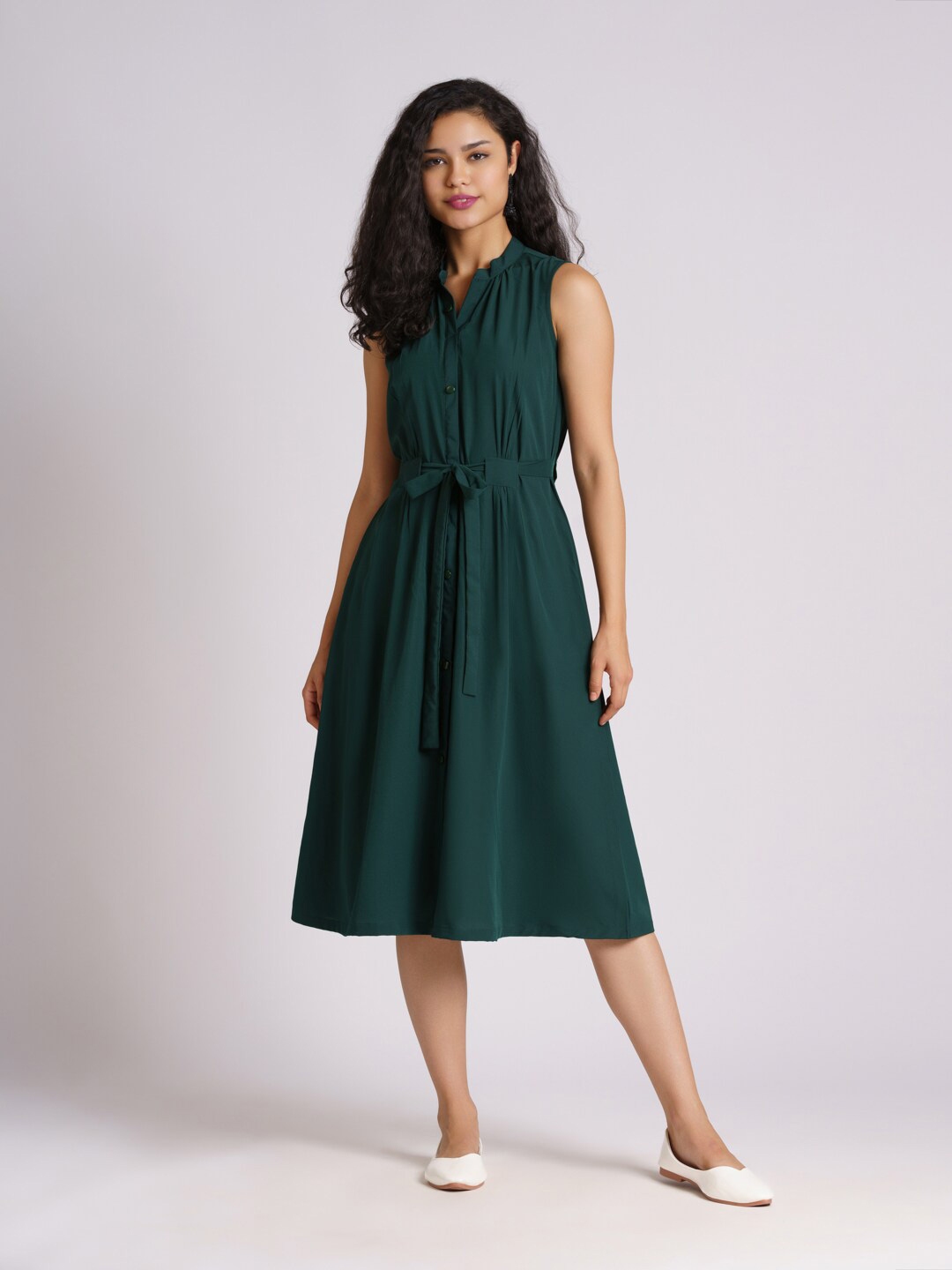 Buy AASK Green Crepe A Line Midi Dress - Dresses for Women 20045146 ...