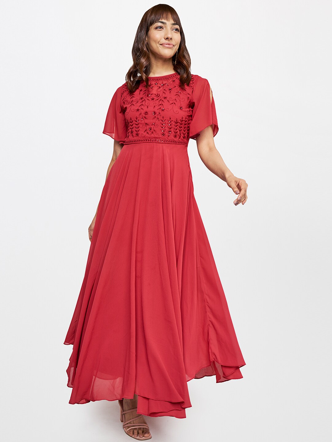 Buy AND Women Red Embellished Embroidered Maxi Dress - Dresses for Women 20046854 | Myntra