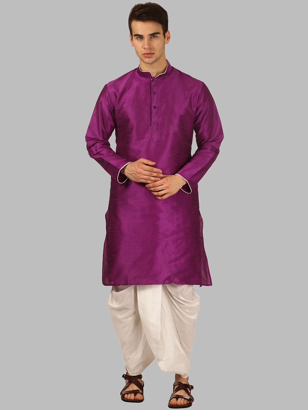 Buy ROYAL KURTA Men Purple Kurta With Dhoti Pants - Kurta Sets for Men ...