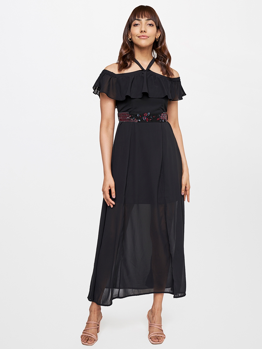 Buy AND Black Off Shoulder Maxi Dress - Dresses for Women 20049228 | Myntra