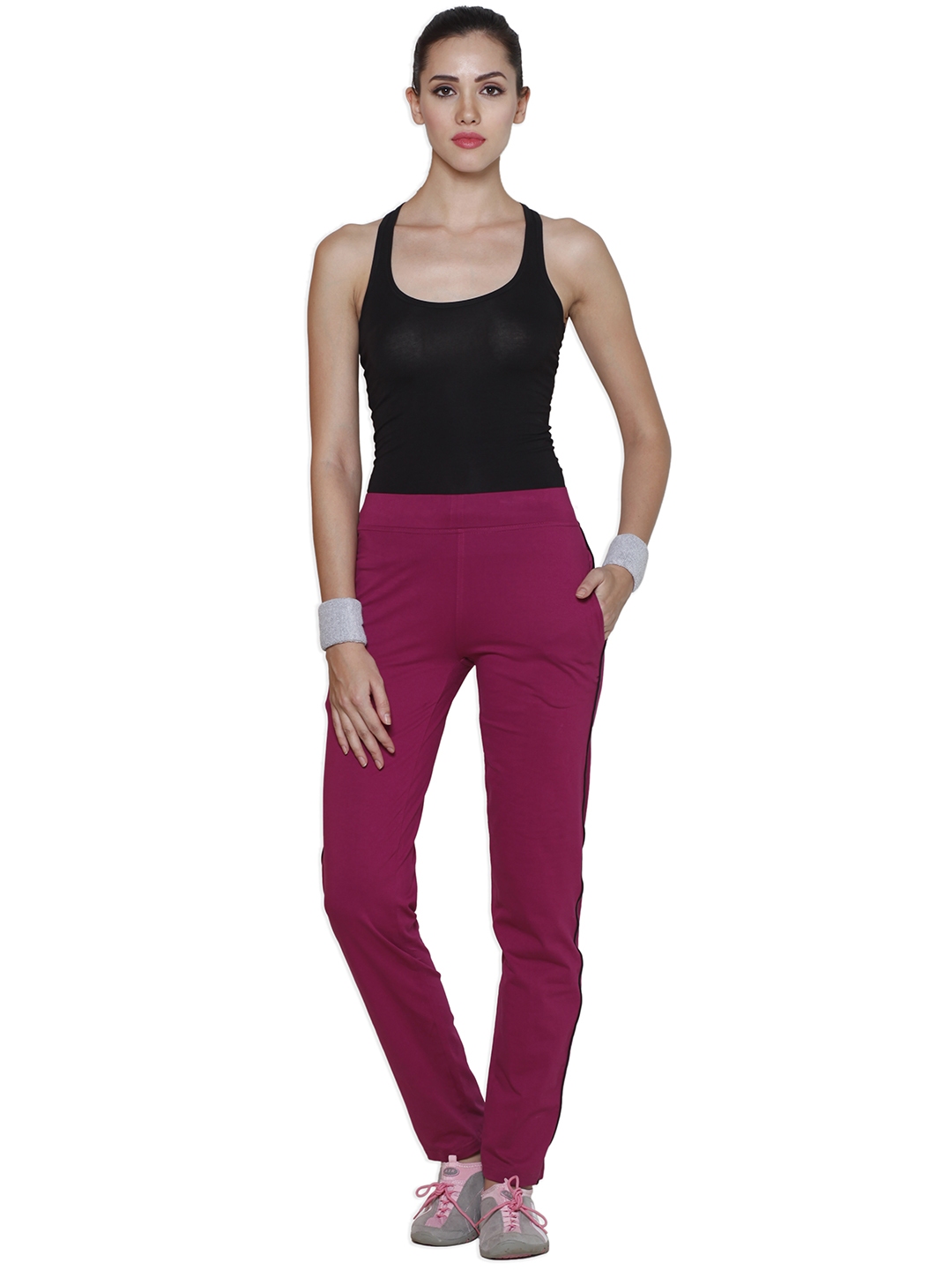 pink track pants outfit