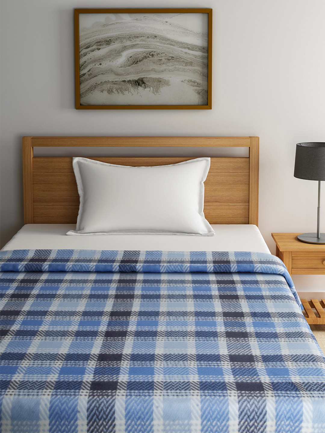 Buy Raymond Home Blue Checked Heavy Winters Single Blanket Blankets