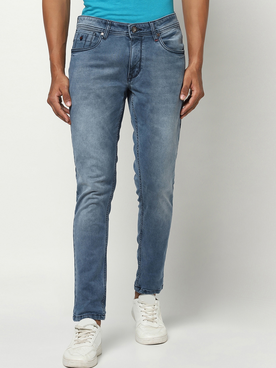 Buy Blue Buddha Men Blue Heavy Fade Stretchable Jeans - Jeans for Men ...