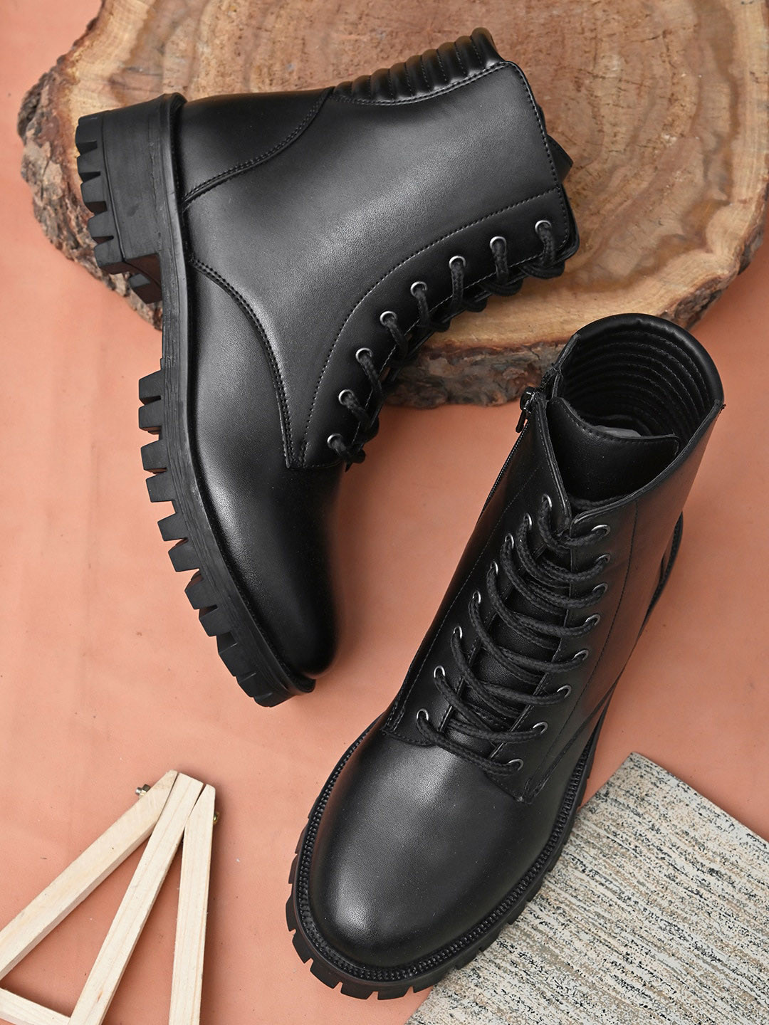 Buy Roadster Women Black Solid Leather Mid Top Platform Heel Boots