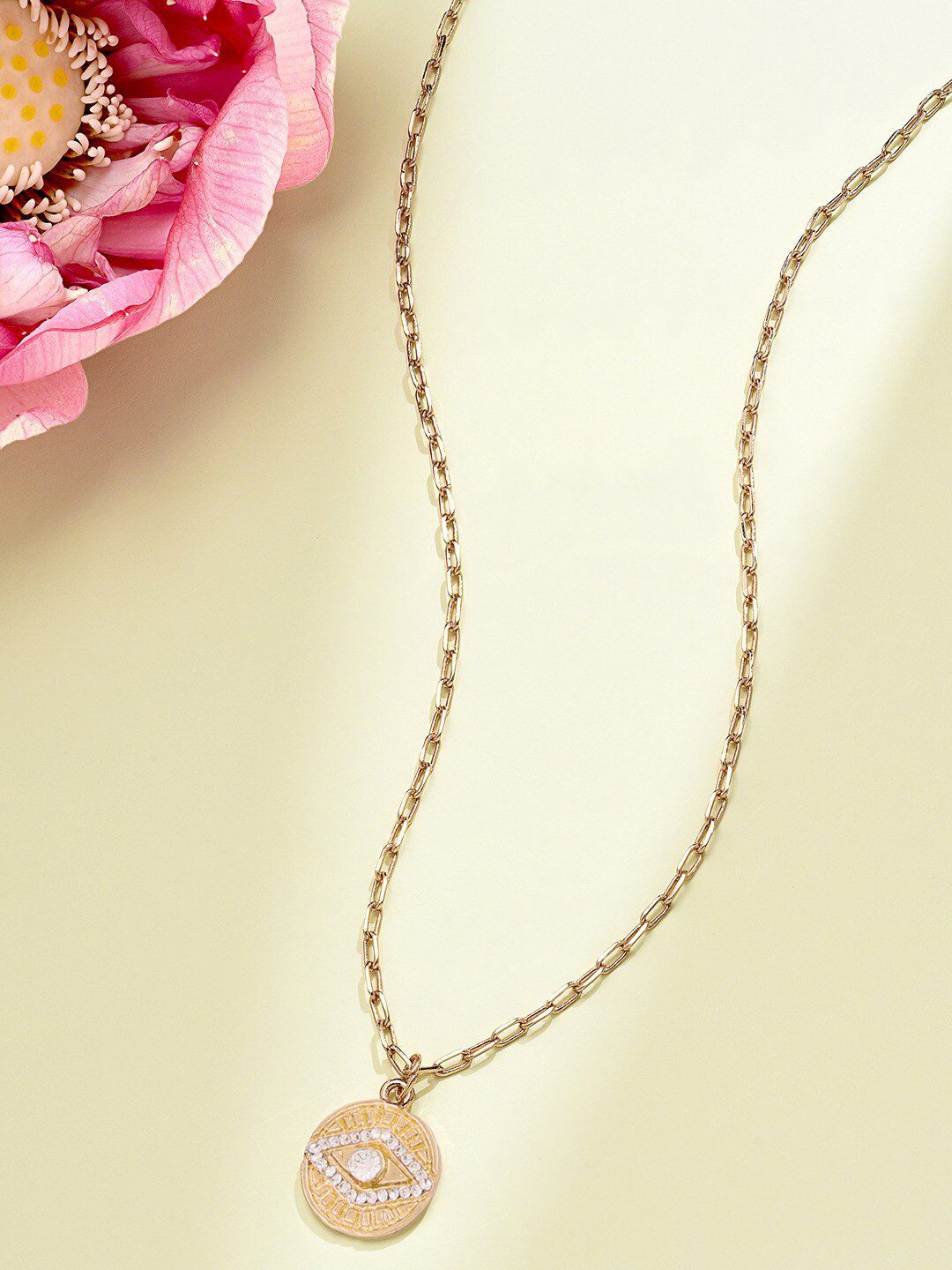 Buy AMI Women White Gold Plated Chain With Evil Eye Pendant Necklace