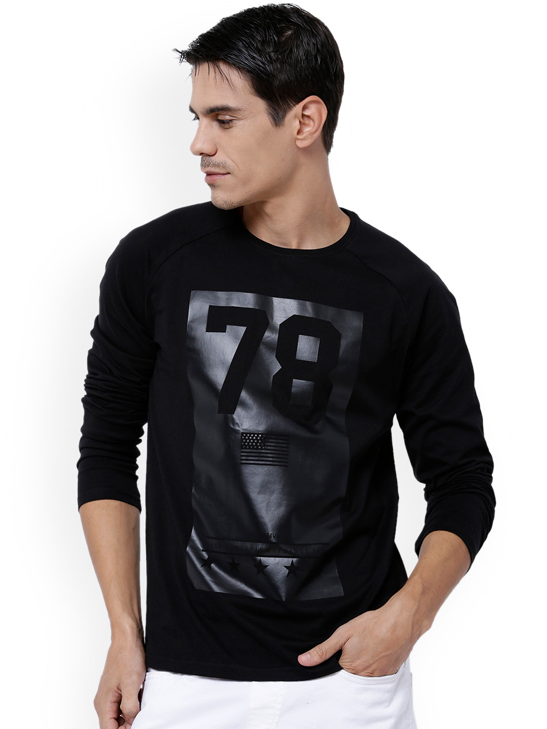 Buy LOCOMOTIVE Men Black Slim Printed T Shirt - Tshirts for Men 2006359