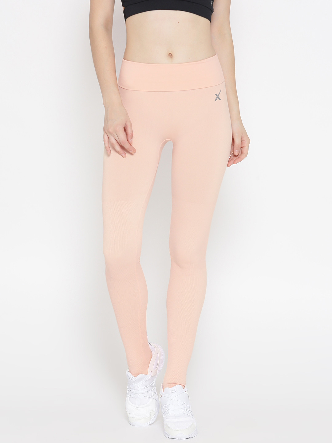 Buy HRX By Hrithik Roshan Peach Coloured Seamless Tights - Tights for Women 2006819 | Myntra