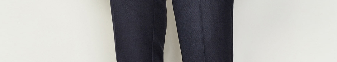 Buy Next Men Navy Blue Solid Formal Trousers - Trousers for Men 2007005 ...