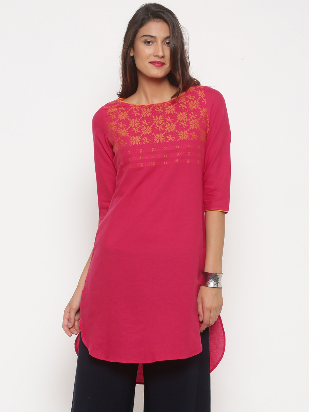 Buy Melange By Lifestyle Women Magenta Embroidered A Line Kurta Kurtas for Women 2007260 Myntra